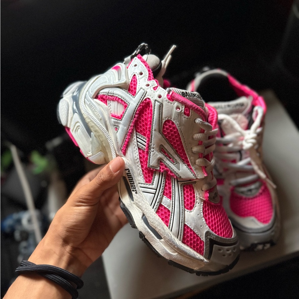 Balenciaga Kids Vibrant Pink and White Sneakers